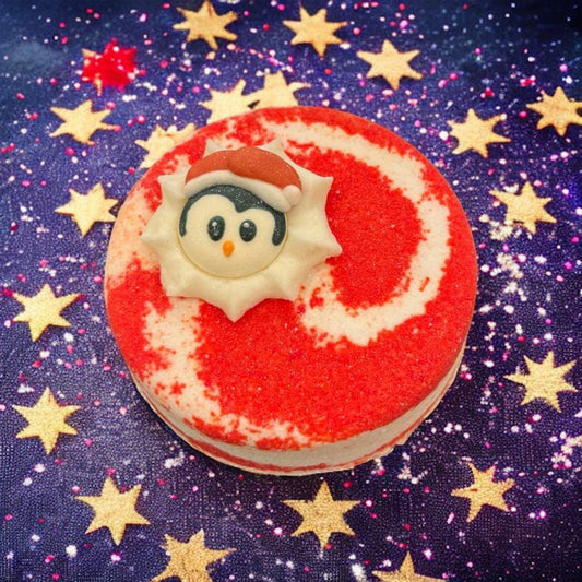 Candy Cane Penguin Puck
